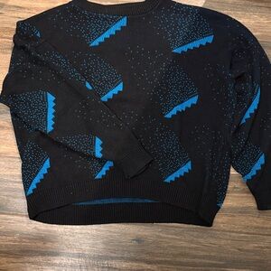 Men's Black and Blue Patterned Sweater